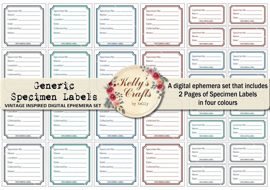 Generic Specimen Cards and Labels Nature Specimen Etsy