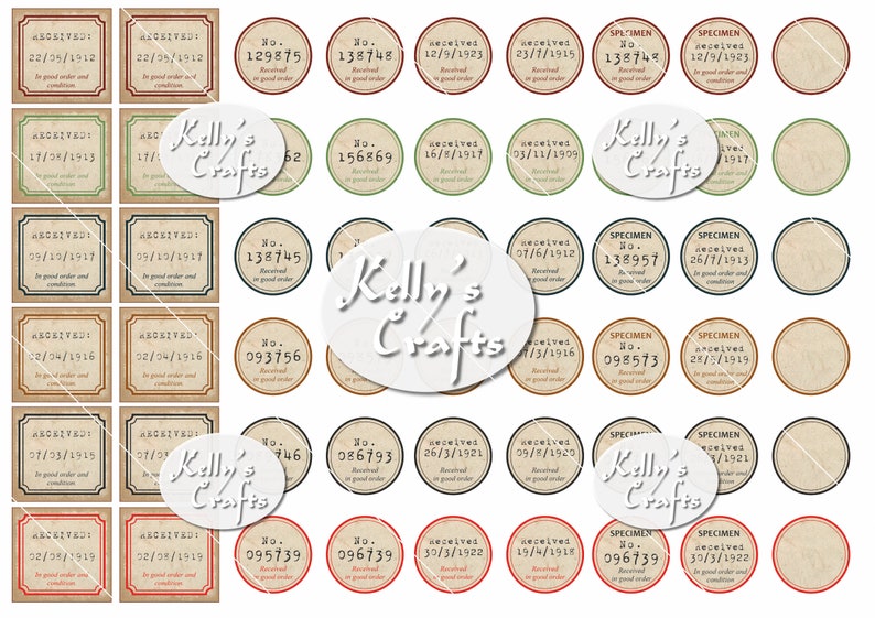 vintage field and specimen labels suitable for use with etsy