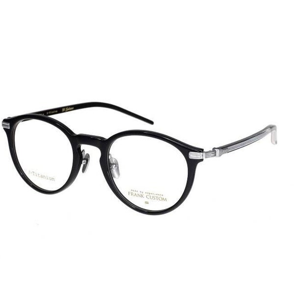 FRANK CUSTOM FA6158 BLACK C1, Beta titanium optical frame / Retro round eyeglasses