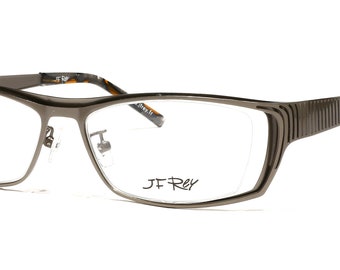 Créateur français JF REY JF2671, Grande Monture optique vintage pour homme, Lunettes de vue en métal gris, style industriel futuriste, 55mm