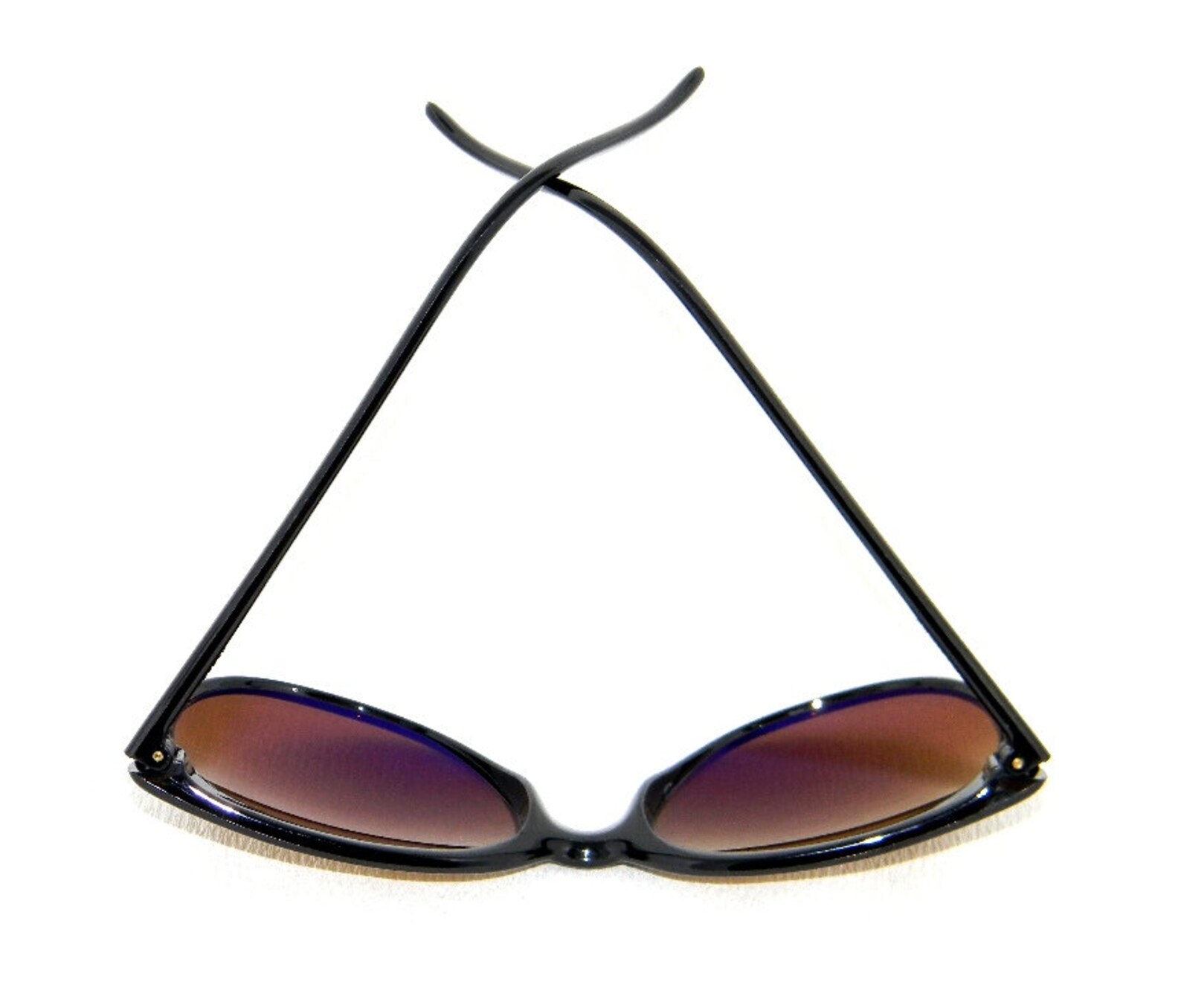 Vintage 002 Shiny Black Cat Eye sunglasses with brown Etsy