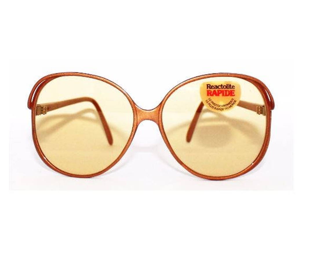 Round Glasses Reactolite Rapide Vintage 1970's Light Brown Photochromic