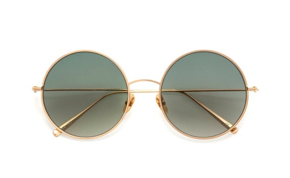 Large Round Sunglasses Gold Metal Titanium Gold R… - image 1