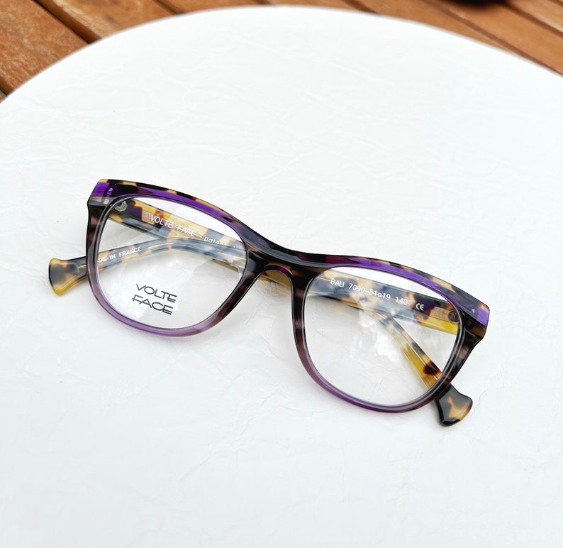 Cat Eye 60's Retro Vintage Eyeglasses Brown and Purple Tortoiseshell