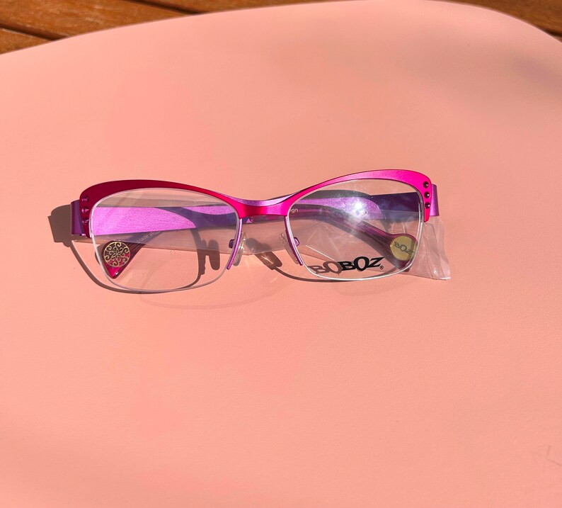 BOZ, Ventura Monture optique vintage Femme Lunettes de vue nylor Créateur Rétro violet et rose avec strass, Fabriqué en France, patented image 2