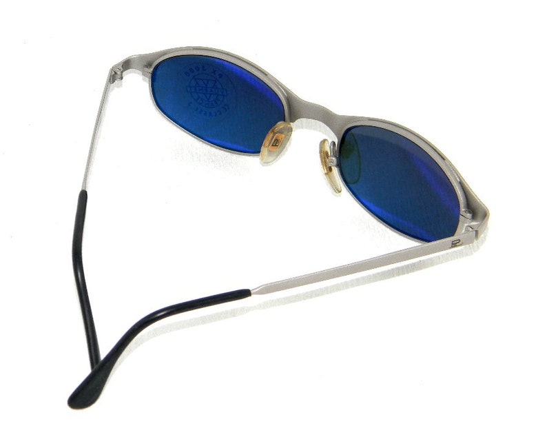 Retro Small Vintage 90s Vuarnet 063 Matte Silver Sunglasses with Px3000 Green Mineral Glasses Made in France