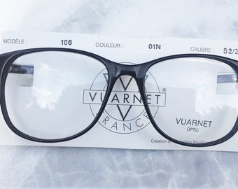 VUARNET Vintage, 106 noir, 52 mm, Lunettes de vue / Monture optique carrée Rétro - Fabriqué à la main en France