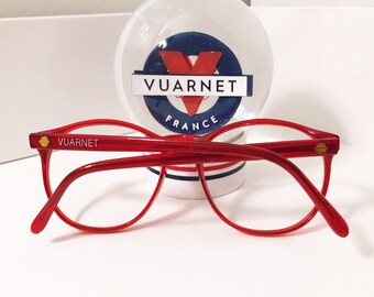 VUARNET 2409 Translucent Red, Retro Round Eyeglasses Frame, Vintage 1990's - Handmade in France