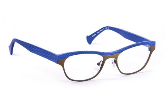 Lunettes De Créateur J.F. REY JF1348 - Style Rétro, Monture Noire En Cuir Véritable, Bleu Transparent - Neuf Avec étiquettes