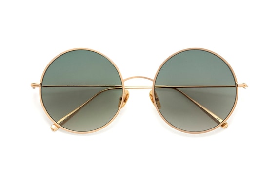 Large Round Sunglasses Gold Metal Titanium Gold R… - image 5