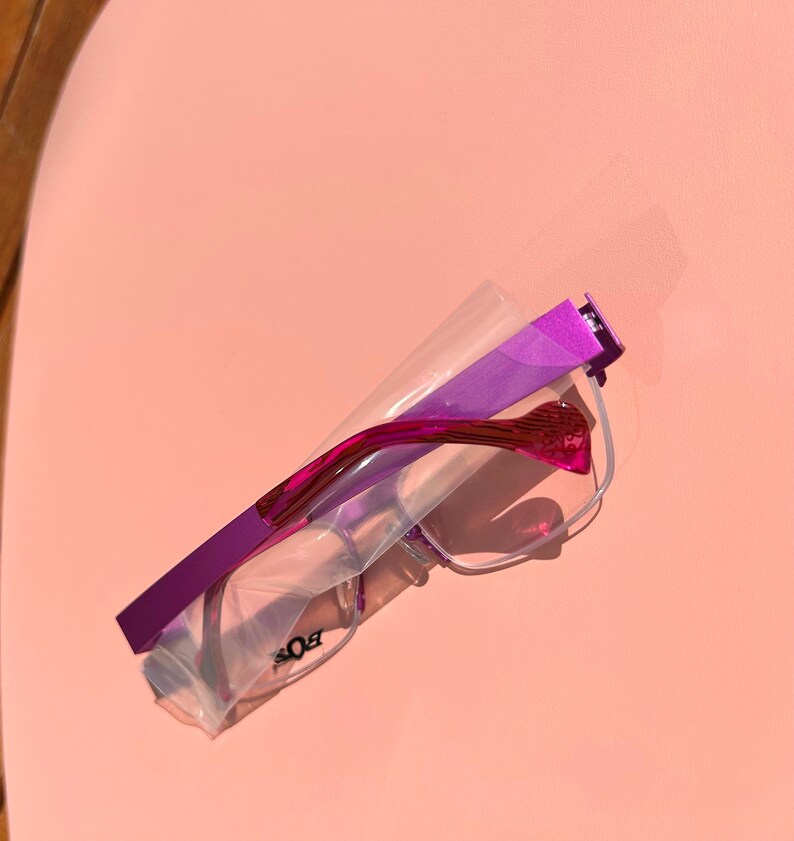 BOZ, Ventura Monture optique vintage Femme Lunettes de vue nylor Créateur Rétro violet et rose avec strass, Fabriqué en France, patented image 6