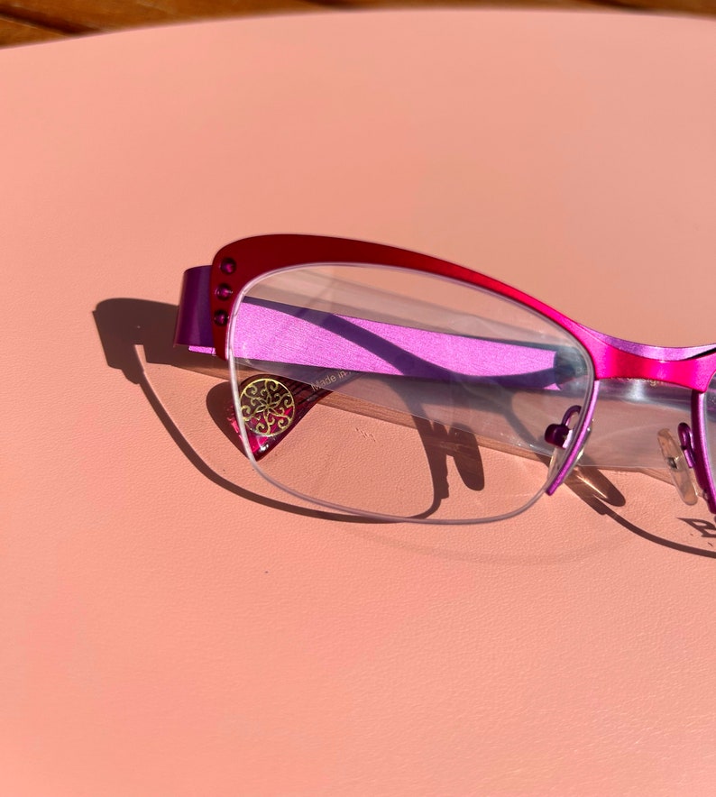 BOZ, Ventura Monture optique vintage Femme Lunettes de vue nylor Créateur Rétro violet et rose avec strass, Fabriqué en France, patented image 7