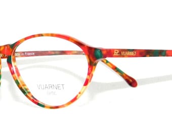 VUARNET Vintage, 109 05R Multicolore, Lunettes de vue / Monture optique Rétro en acétate, Rouge / Vert / Jaune, Fabriqué à la main en France