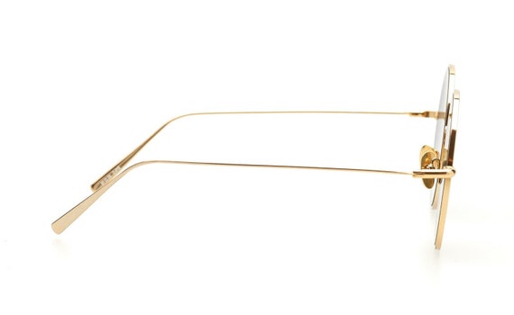 Large Round Sunglasses Gold Metal Titanium Gold R… - image 3