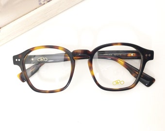 Optical frame / Small square eyeglasses Retro Dark brown scales French designer ORO, Vintage style 50s johnny depp