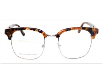 Balenciaga Vintage 2000s optical frame / square eyeglasses Silver - Brown bronze marble BAL 0120 - Made in Italy - new