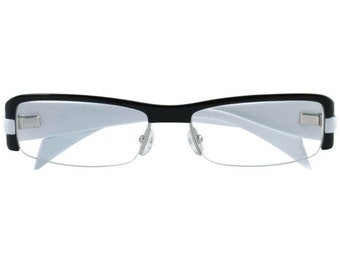 MIKLI ML0935, Lunettes de vue / Monture optique rectangulaire, Noir et blanc en acétate, Branche flexe, Fabriqué en France