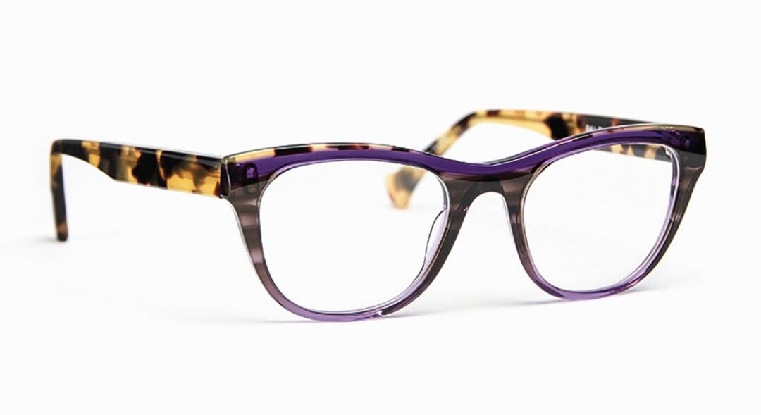 Cat Eye 60's Retro Vintage Eyeglasses Brown and Purple Tortoiseshell