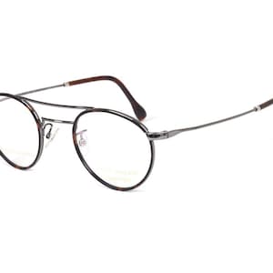 Henry Jullien since 1921 - Small round gray and brown eyeglasses - 20000 gold lined optical frame - Cap Ferret - Made in France