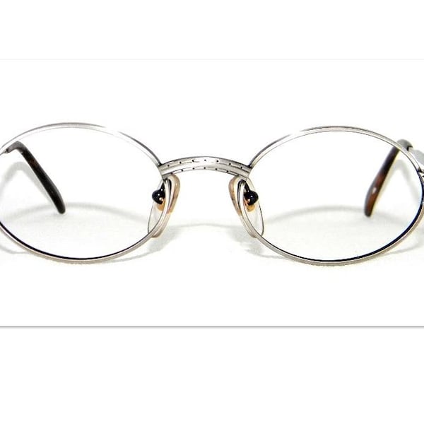 Lunettes de vue Ovales Rétro Vuarnet 016, Métal argent gris vieilli mat, Vintage 1990's, Monture optique fabriquée en France, toute neuve !