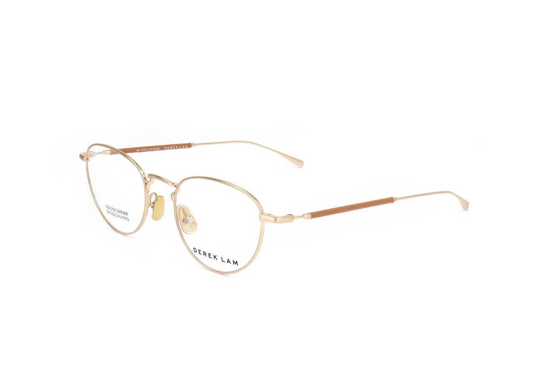 Small Retro Golden Optical Frame in 18K Gold Plated and Brown