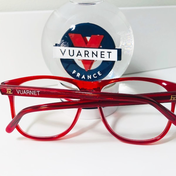 VUARNET 2408 Translucent red, Vintage 1990's, Eyeglasses / Square optical frame - Handmade in France