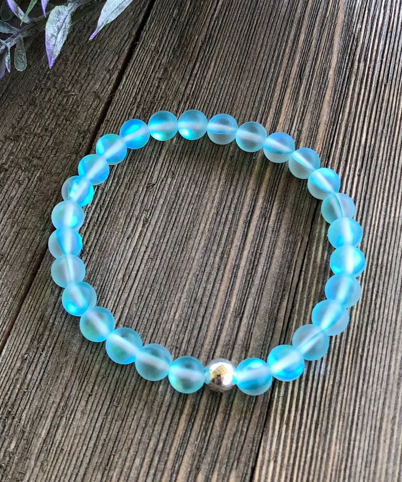 Mermaid Glass Bracelet Set of 3 with Frosted 6mm Beads on Etsy