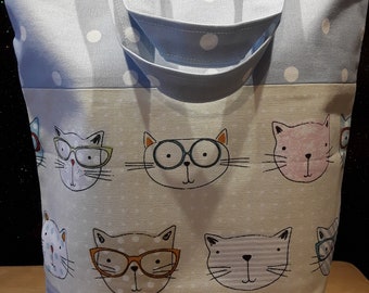 Cute dotty cats cotton handmade bag by samylovesbags