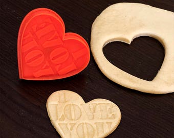 5 in 1 Valentine's Day and Wedding Cookie Cutter DIY biscuit mold Fondant decoration Spring plunger Cookie stamp