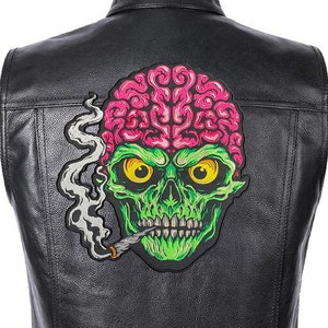 Alien Skull patch for bikers, motoclub jacket, Large patch, Back patch
