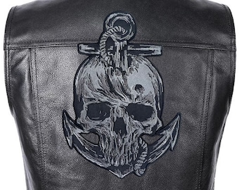 Patch Skull Anchor pour motards, veste de motoclub, Grand patch, Patch arrière