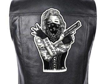 Gang Lady printed patch for bikers, motoclub jacket, Large patch, Back patch