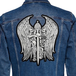 Angel Saint Michael patch for bikers, motoclub jacket, Large patch, Back patch