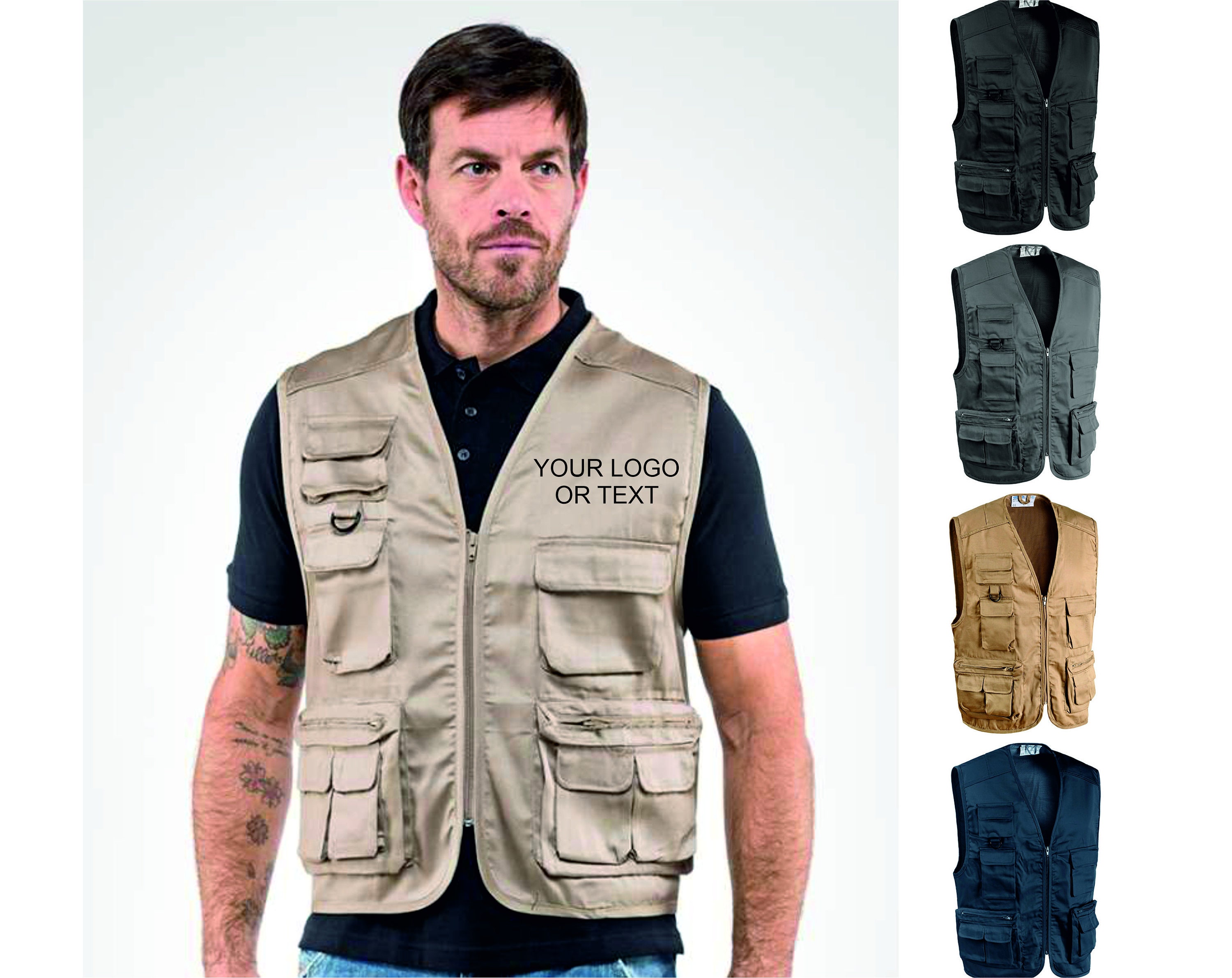 Chaleco de trabajo militar para hombre, chaleco de viaje de safari,  chaqueta de trabajo de montaña de secado rápido táctico con bolsillos