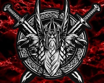Odin Viking patch for bikers, motoclub jacket, Large patch, Back patch