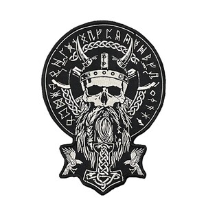 Viking Thor Hammer and Skull Patch for Bikers, Motoclub Jacket, Large ...