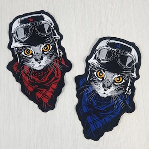 Remendo traseiro piloto de gato grande, remendo de motociclista para motociclistas, jaqueta de motoclube, remendo grande, remendo traseiro