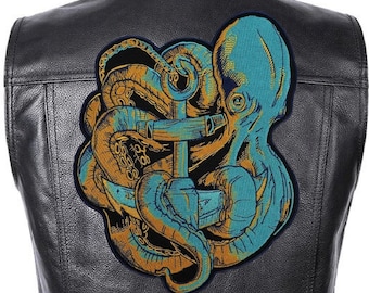 Octopus large back patch for bikers, motoclub jacket, Large patch, Back patch