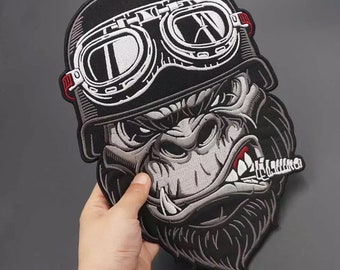 Patch motard Gorilla pour motards, veste motoclub, Grand patch, Patch arrière