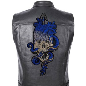 Skull octopus with heart head patch for bikers, motoclub jacket, Large patch, Back patch