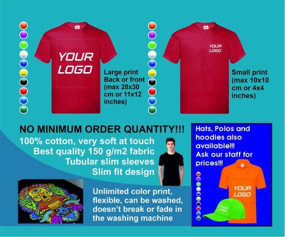 Any color Custom printed t-shirts
