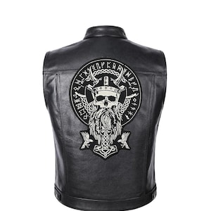 Viking Thor hammer and Skull patch for bikers, motoclub jacket, Large patch, Back patch