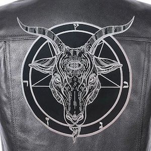 Baphomet patch voor motorrijders, motoclubjas, grote patch, rugpatch