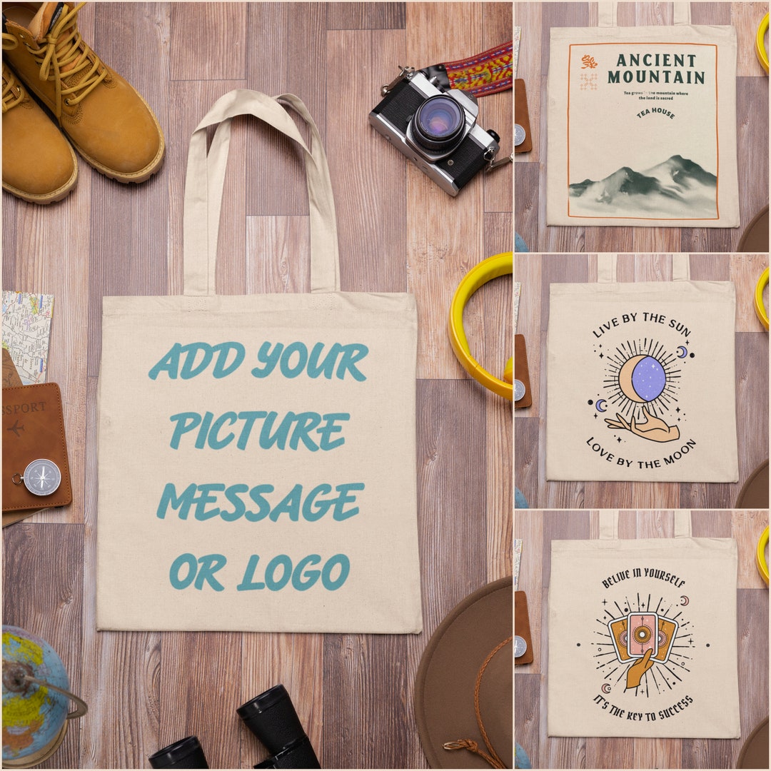Custom Tote Bag - Personalized Canvas Tote With Your Text or Design ...