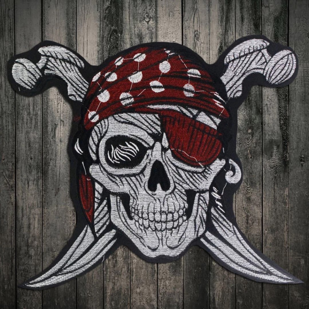 Big Pirate Skull Back Patch, Biker Patch for Bikers, Motoclub Jacket ...