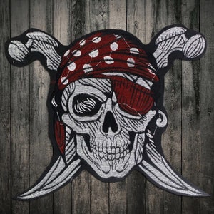Big pirate skull back patch, biker patch for bikers, motoclub jacket, Large patch, Back patch