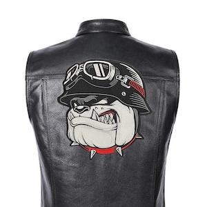 Dog with Helmet patch for bikers, motoclub jacket, Large patch, Back patch