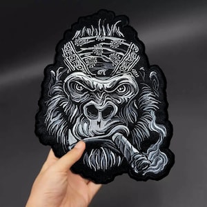 Gorilla biker patch for bikers, motoclub jacket, Large patch, Back patch