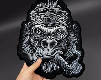 Gorilla biker patch for bikers, motoclub jacket, Large patch, Back patch