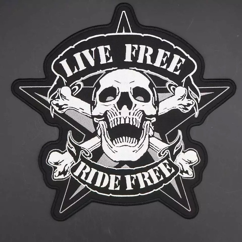 Live Free Ride Free Patch für Biker, Motoclub-Jacke, großer Patch, Rücken-Patch Bild 2